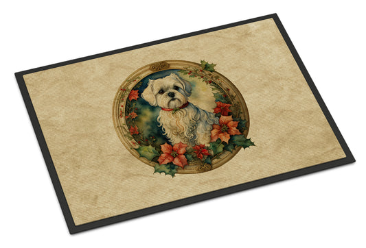 Buy this Maltese Christmas Flowers Doormat