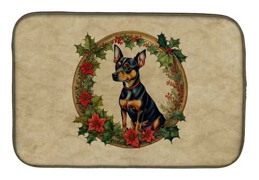 Buy this Miniature Pinscher Christmas Flowers Dish Drying Mat