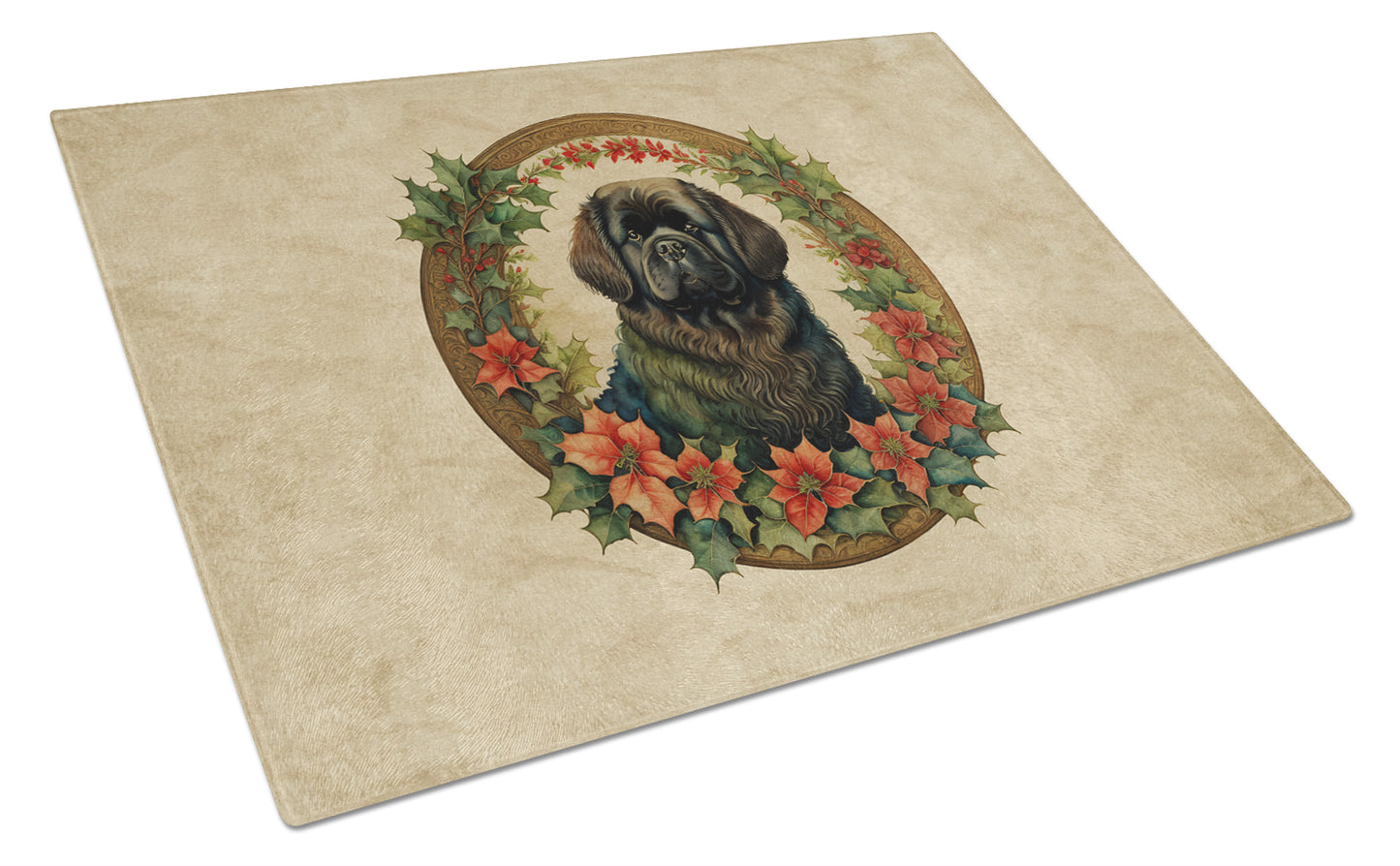 Buy this Newfoundland Christmas Flowers Glass Cutting Board