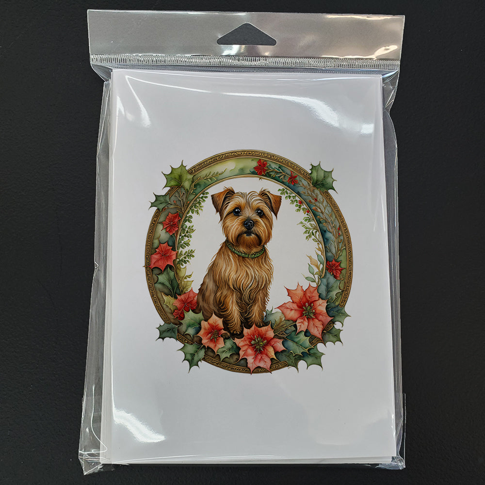 Norfolk Terrier Christmas Flowers Greeting Cards Pack of 8