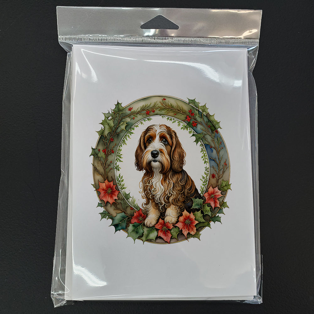 Petit Basset Griffon Vendeen Christmas Flowers Greeting Cards Pack of 8