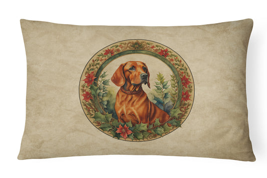 Buy this Red Redbone Coonhound Christmas Flowers Throw Pillow