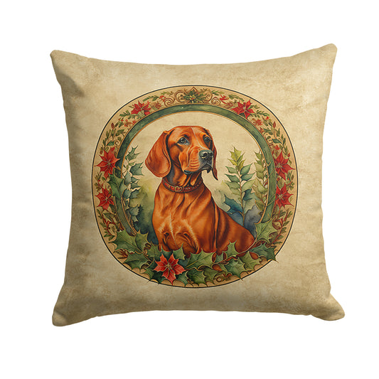 Buy this Red Redbone Coonhound Christmas Flowers Throw Pillow