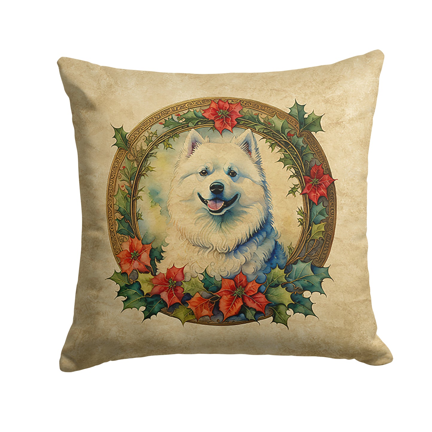 Buy this Samoyed Christmas Flowers Throw Pillow