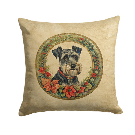 Buy this Schnauzer Christmas Flowers Throw Pillow