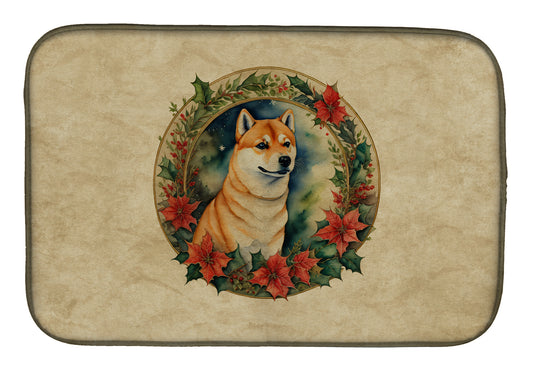 Buy this Shiba Inu Christmas Flowers Dish Drying Mat