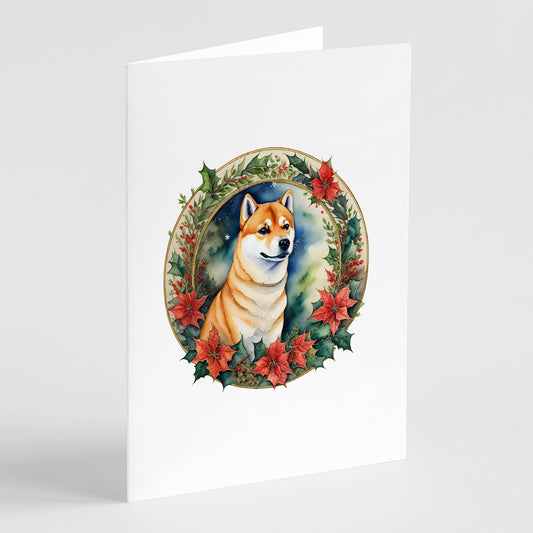 Buy this Shiba Inu Christmas Flowers Greeting Cards Pack of 8