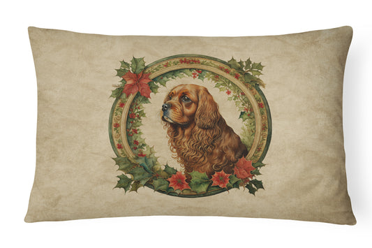 Buy this Sussex Spaniel Christmas Flowers Throw Pillow