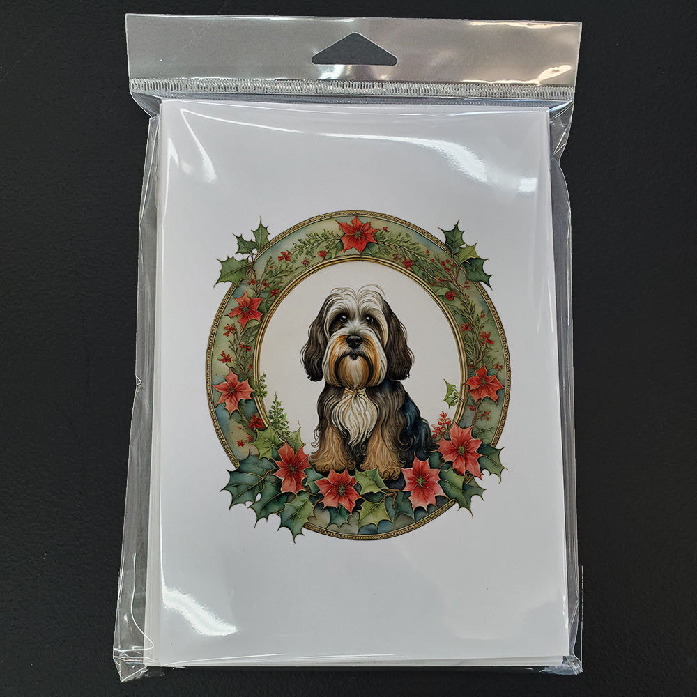 Tibetan Terrier Christmas Flowers Greeting Cards Pack of 8