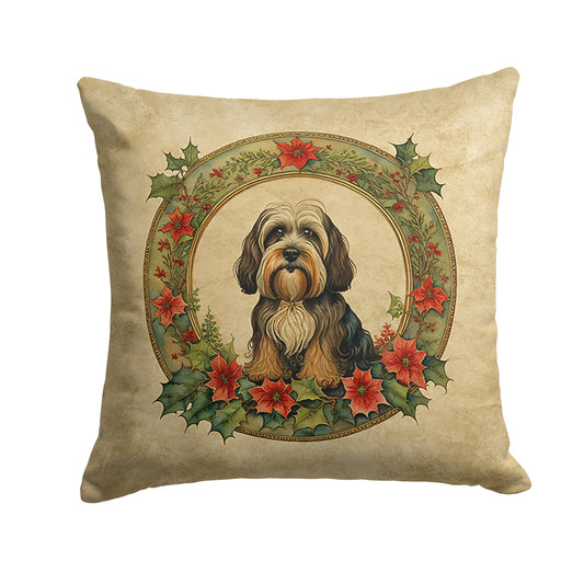 Buy this Tibetan Terrier Christmas Flowers Throw Pillow