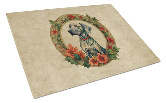 Buy this Weimaraner Christmas Flowers Glass Cutting Board