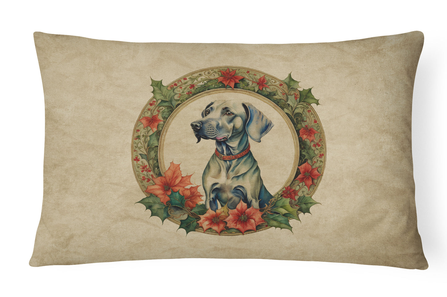 Buy this Weimaraner Christmas Flowers Throw Pillow