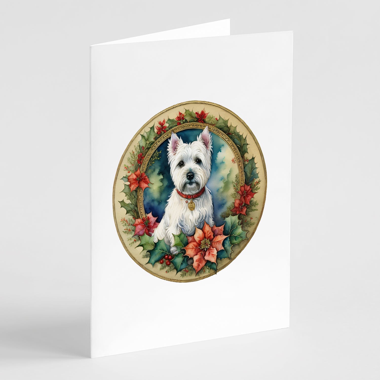 Buy this Westie Christmas Flowers Greeting Cards Pack of 8