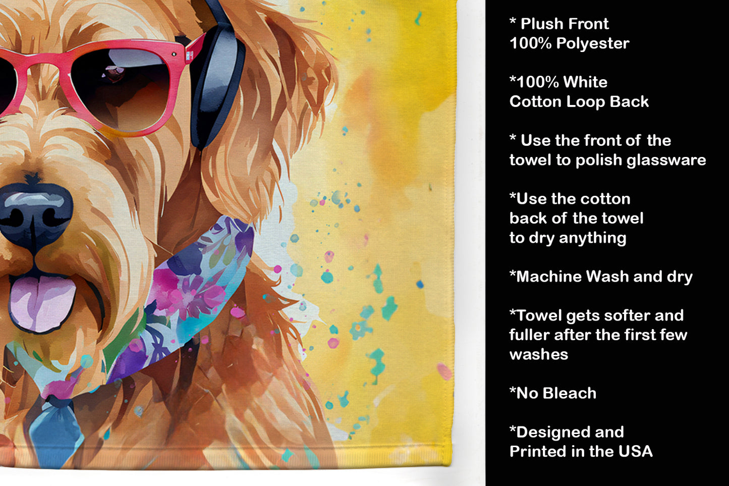 Airedale Terrier Hippie Dawg Kitchen Towel