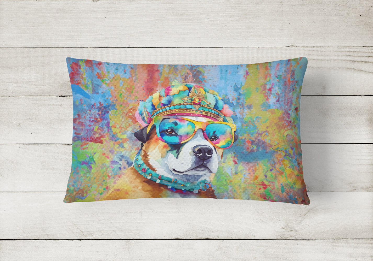 Akita Hippie Dawg Throw Pillow