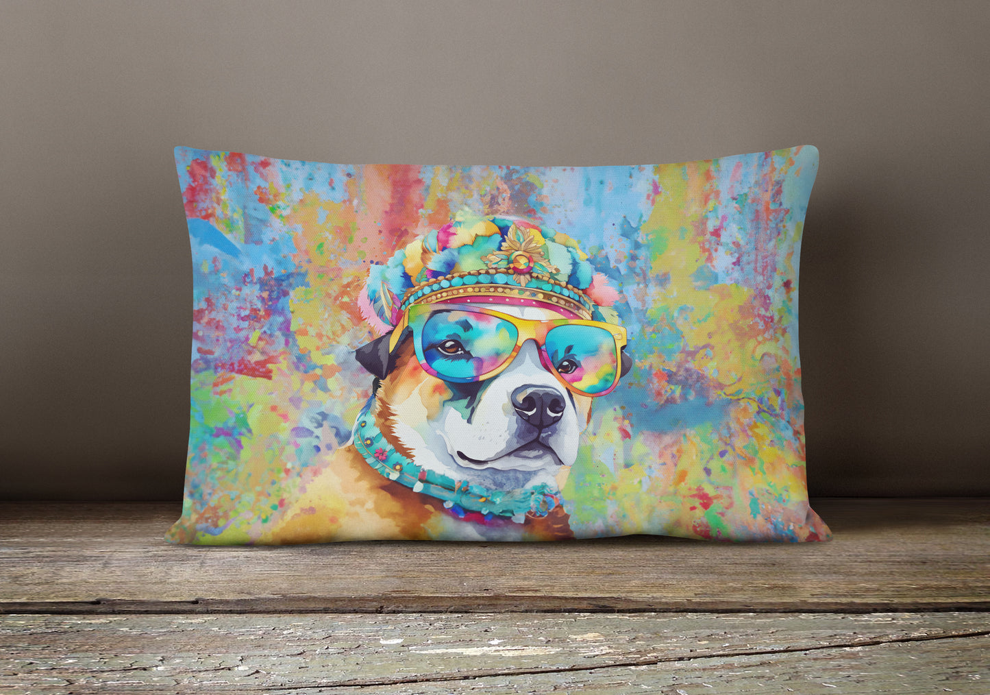 Akita Hippie Dawg Throw Pillow