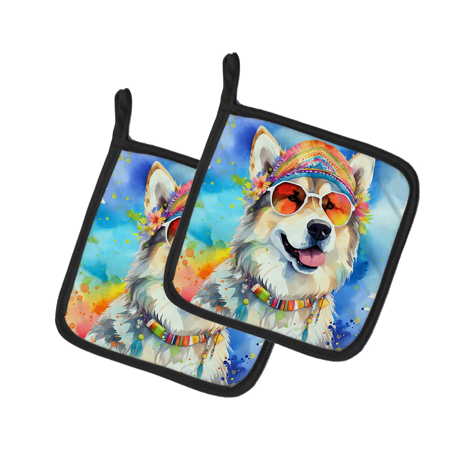 Buy this Alaskan Malamute Hippie Dawg Pair of Pot Holders