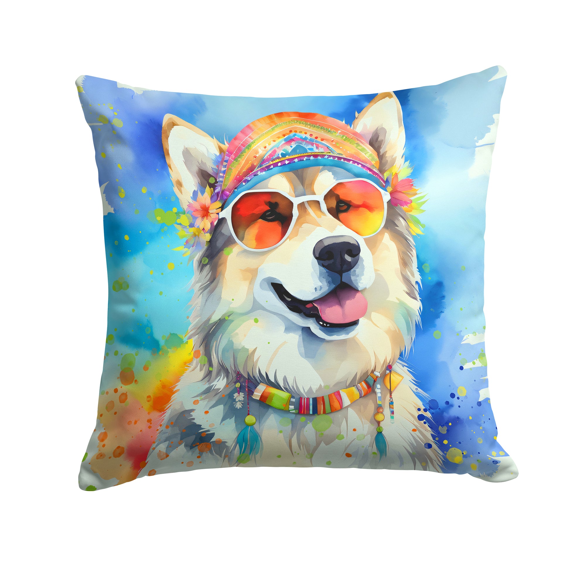 Buy this Alaskan Malamute Hippie Dawg Throw Pillow