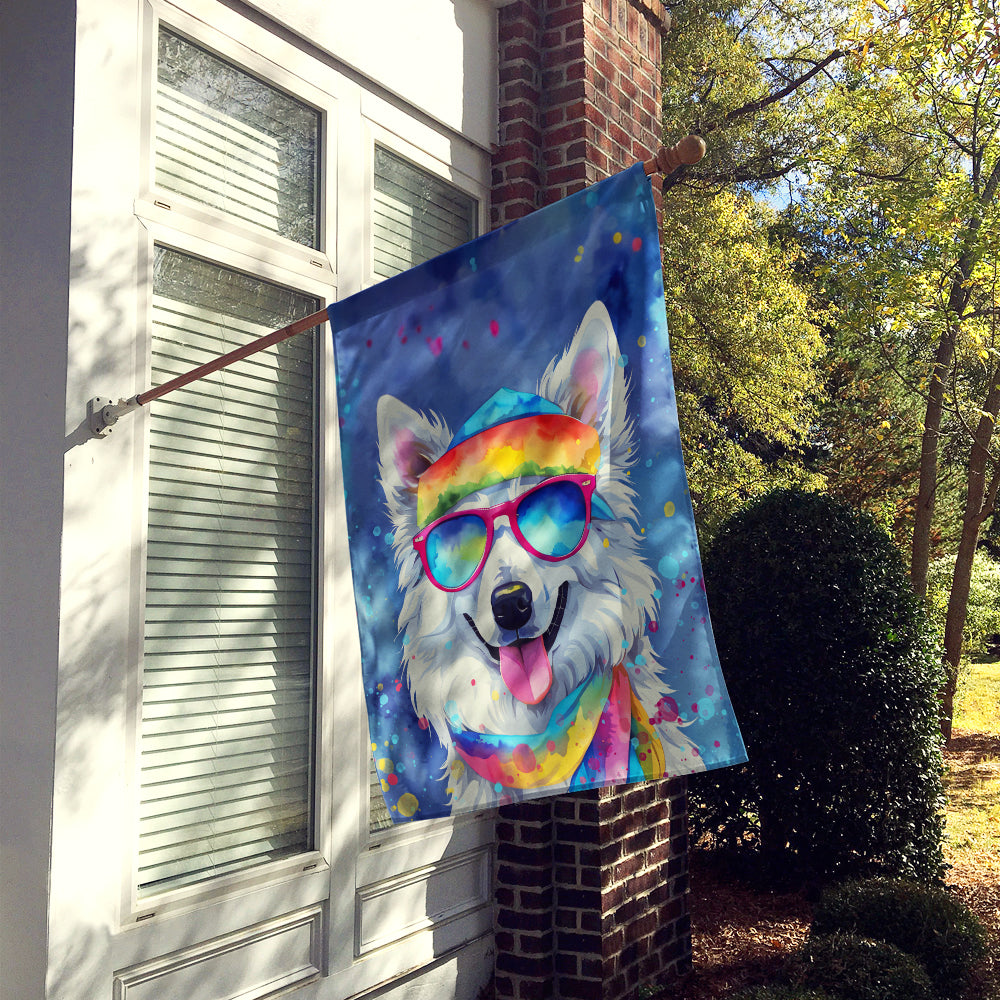 American Eskimo Hippie Dawg House Flag