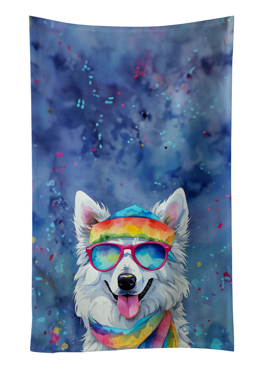 Buy this American Eskimo Hippie Dawg Kitchen Towel