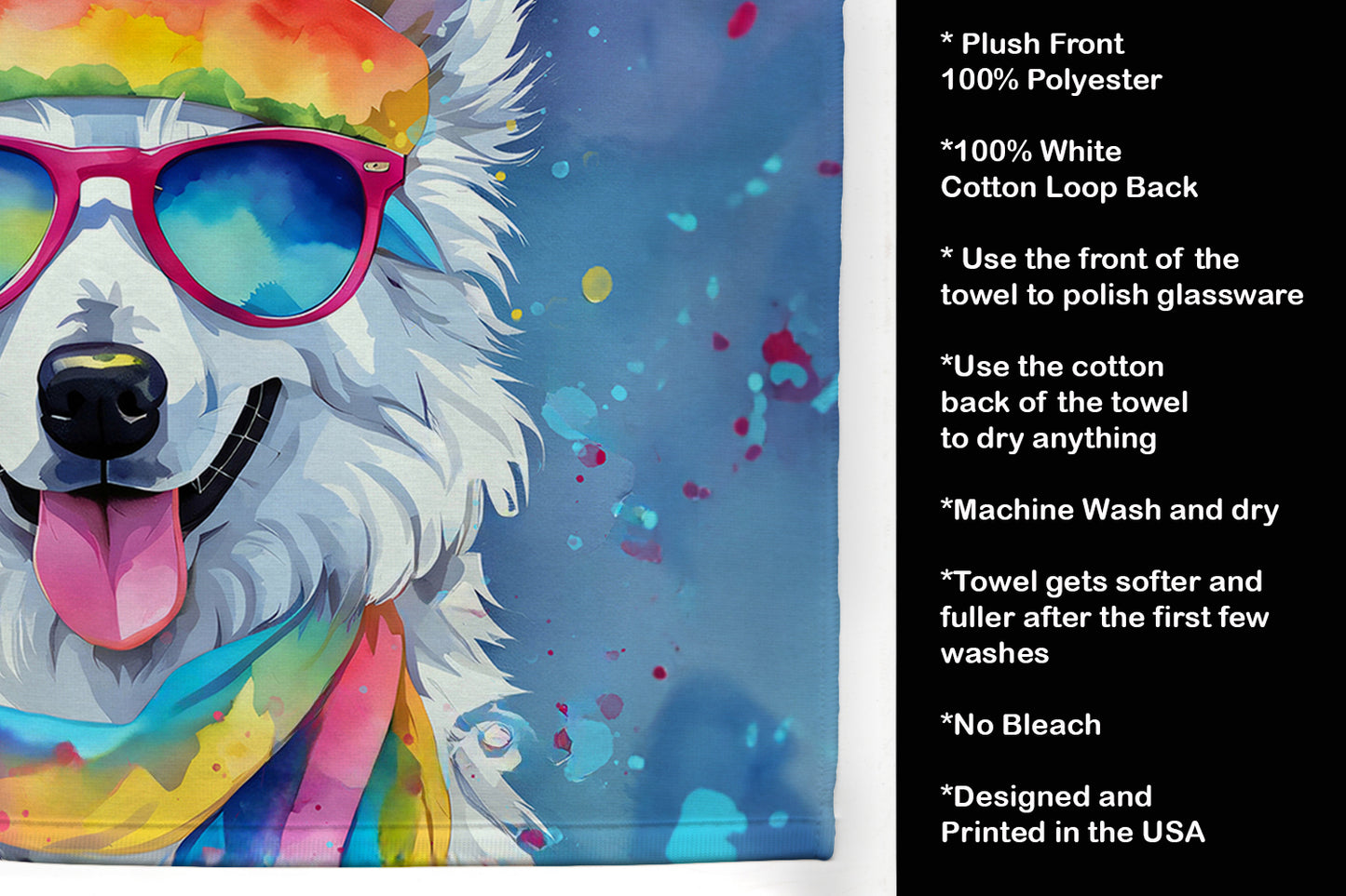 American Eskimo Hippie Dawg Kitchen Towel