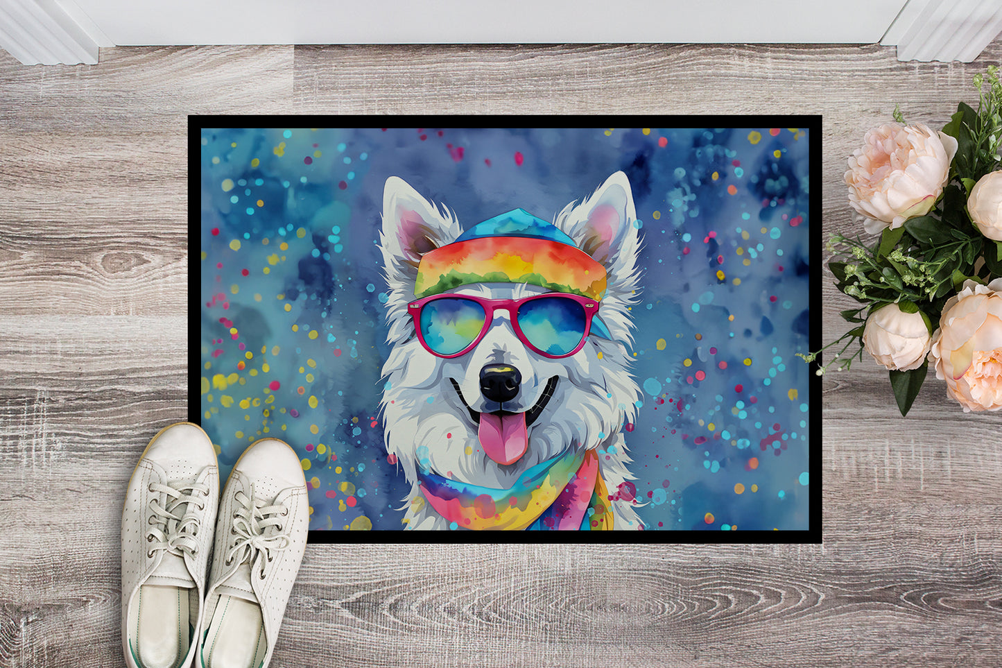 American Eskimo Hippie Dawg Doormat