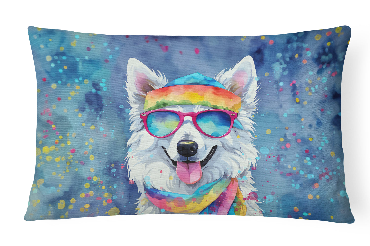 Buy this American Eskimo Hippie Dawg Throw Pillow