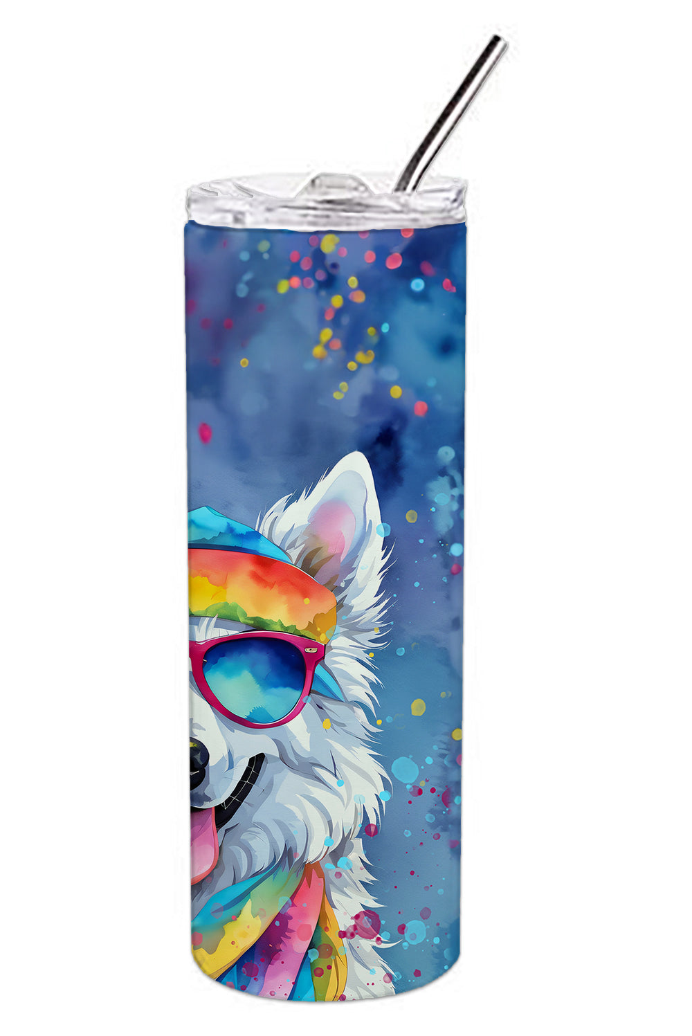 American Eskimo Hippie Dawg Stainless Steel Skinny Tumbler