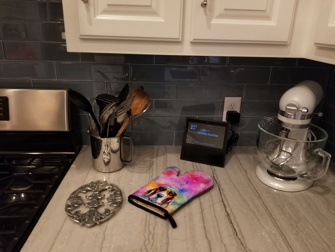 Basset Hound Hippie Dawg Oven Mitt