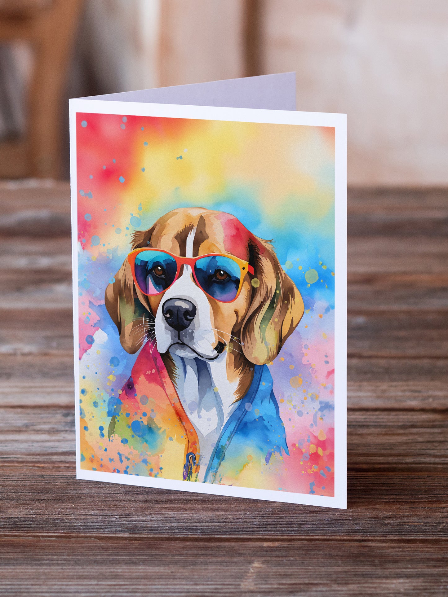 Beagle Hippie Dawg Greeting Cards Pack of 8