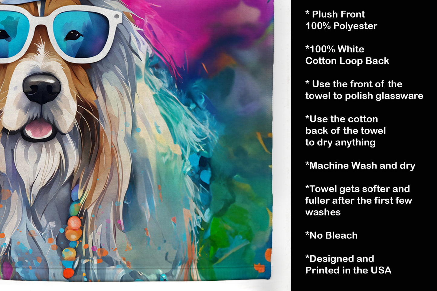 Bearded Collie Hippie Dawg Kitchen Towel