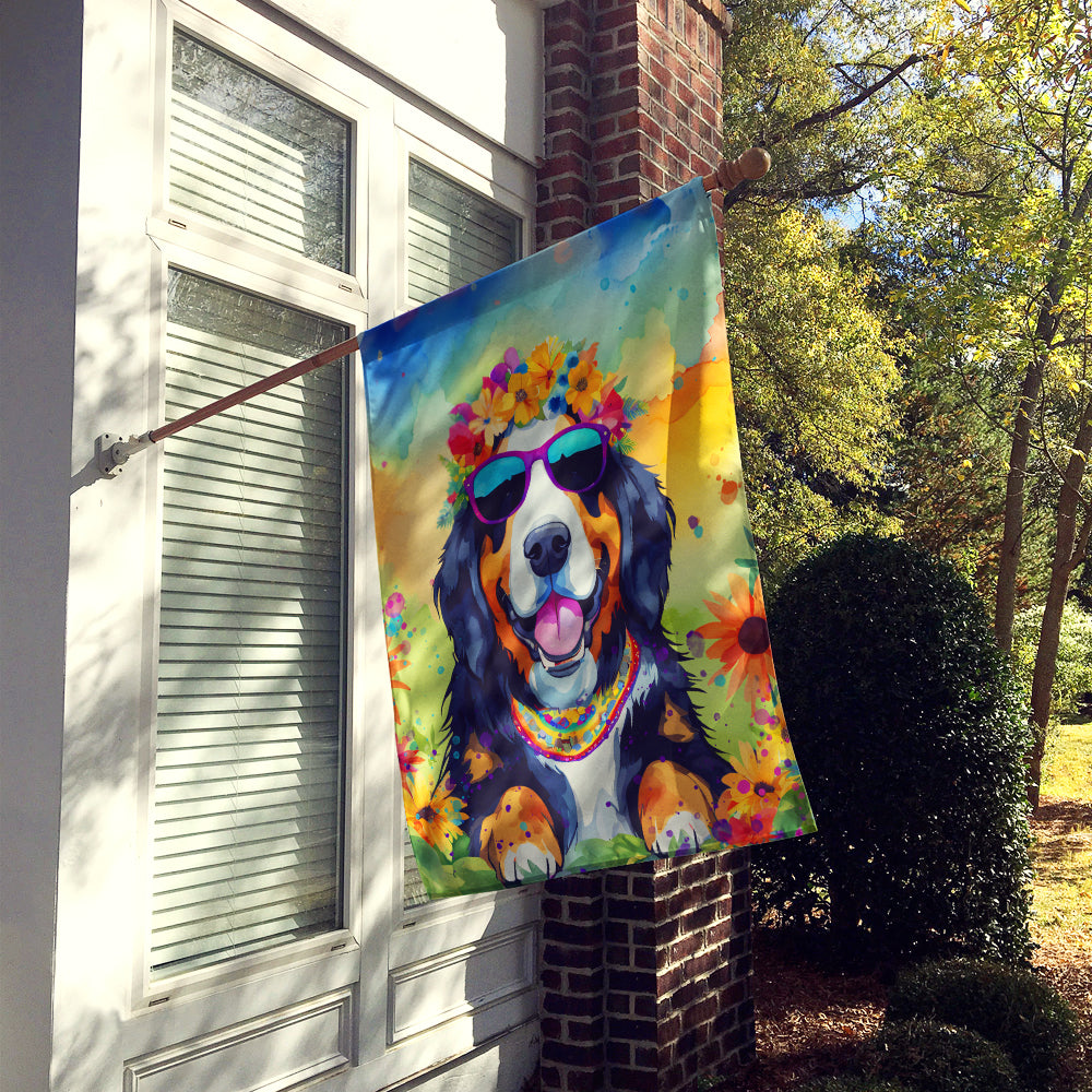 Bernese Mountain Dog Hippie Dawg House Flag