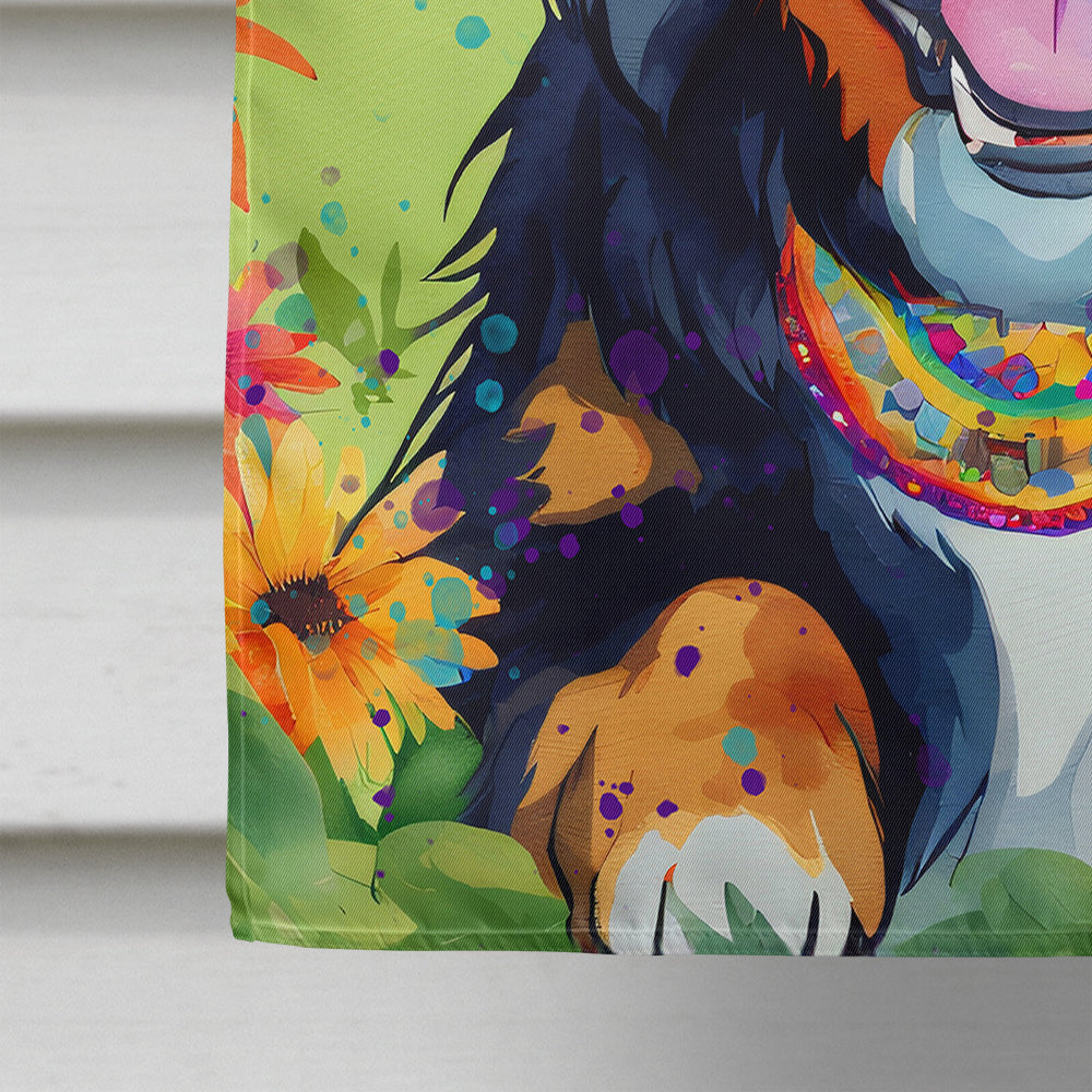 Bernese Mountain Dog Hippie Dawg House Flag