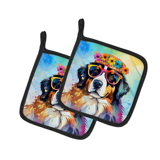 Buy this Bernese Mountain Dog Hippie Dawg Pair of Pot Holders
