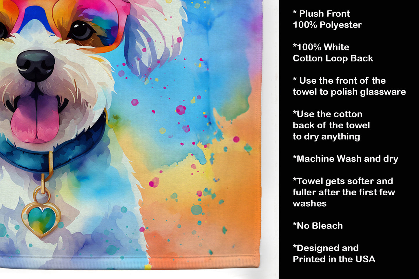 Bichon Frise Hippie Dawg Kitchen Towel