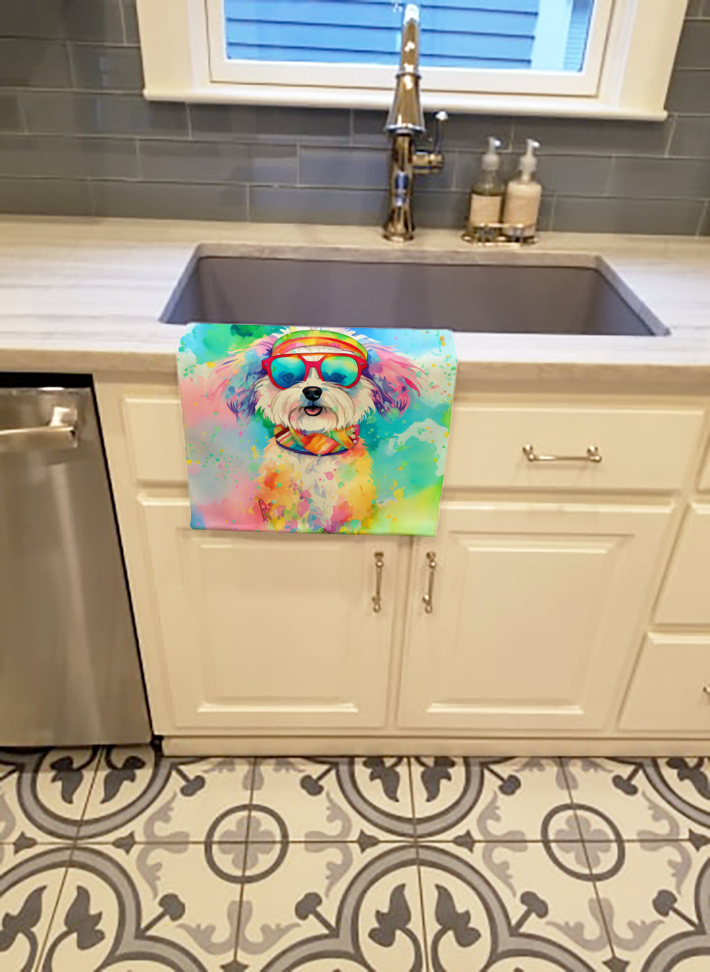 Bichon Frise Hippie Dawg Kitchen Towel