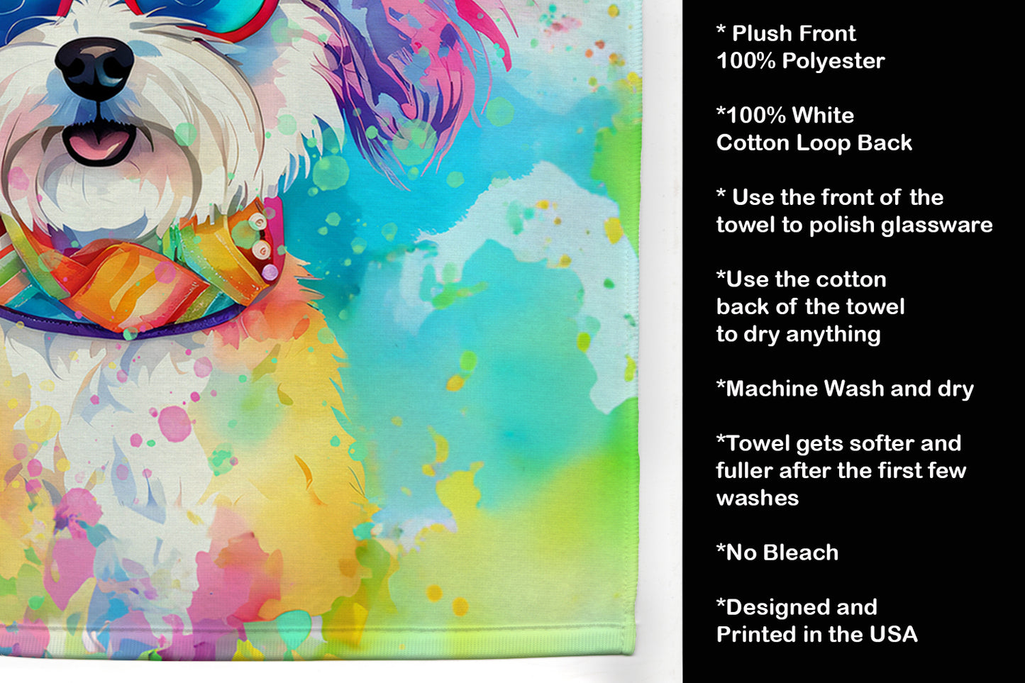 Bichon Frise Hippie Dawg Kitchen Towel