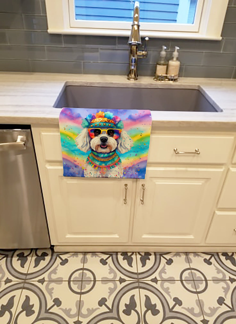 Bichon Frise Hippie Dawg Kitchen Towel