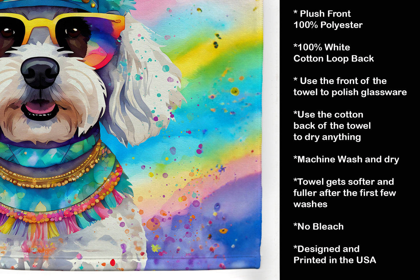 Bichon Frise Hippie Dawg Kitchen Towel