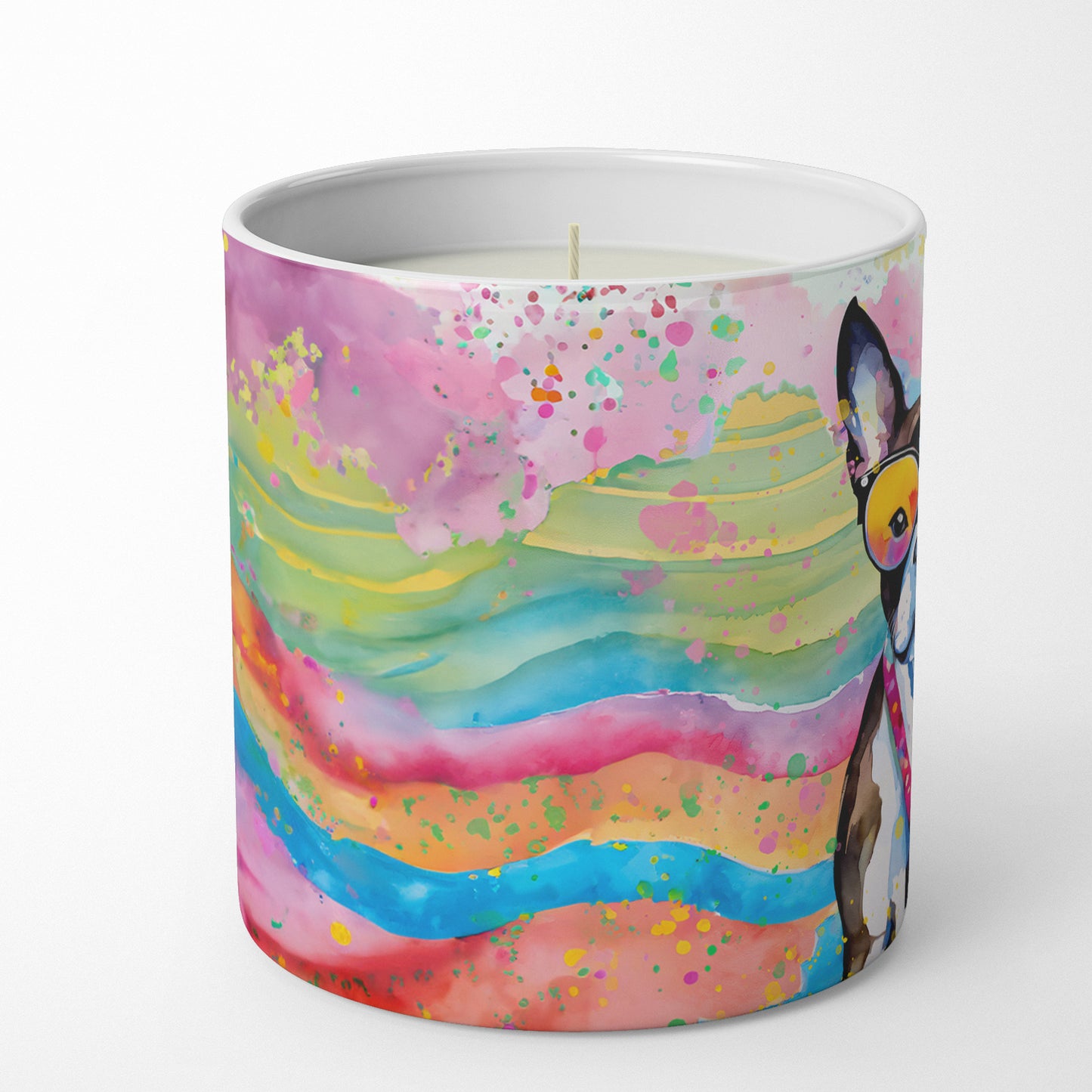 Buy this Boston Terrier Hippie Dawg Decorative Soy Candle
