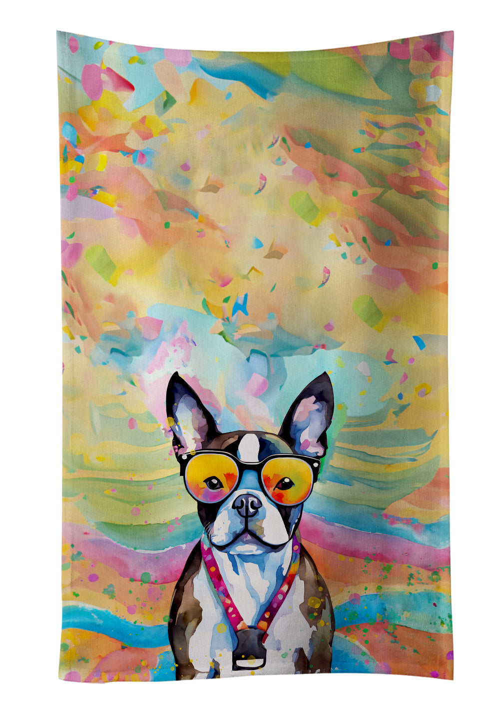 Buy this Boston Terrier Hippie Dawg Kitchen Towel