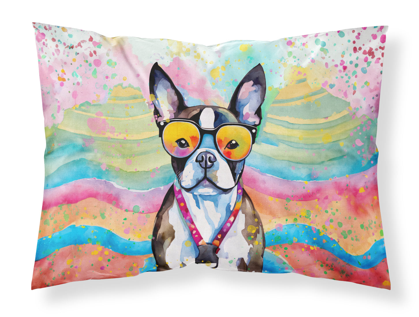 Buy this Boston Terrier Hippie Dawg Standard Pillowcase
