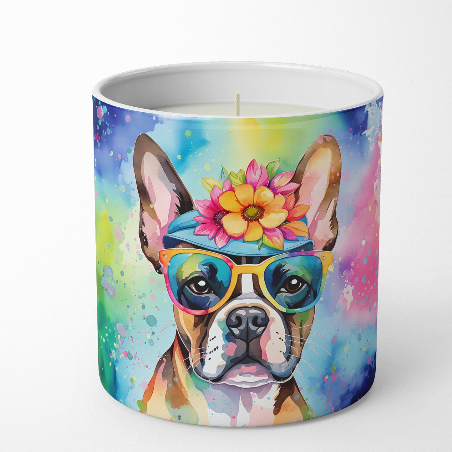 Boston Terrier Hippie Dawg Decorative Soy Candle