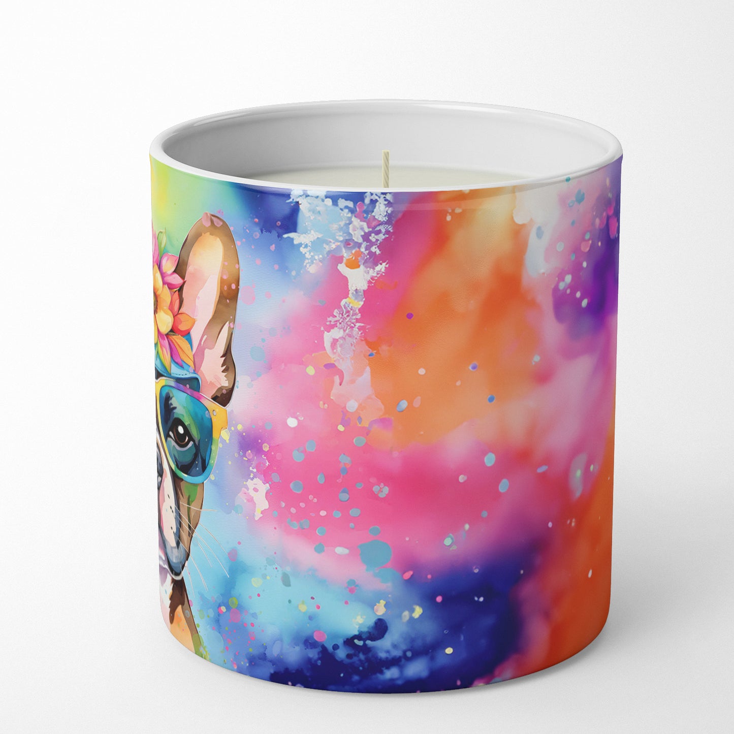 Boston Terrier Hippie Dawg Decorative Soy Candle
