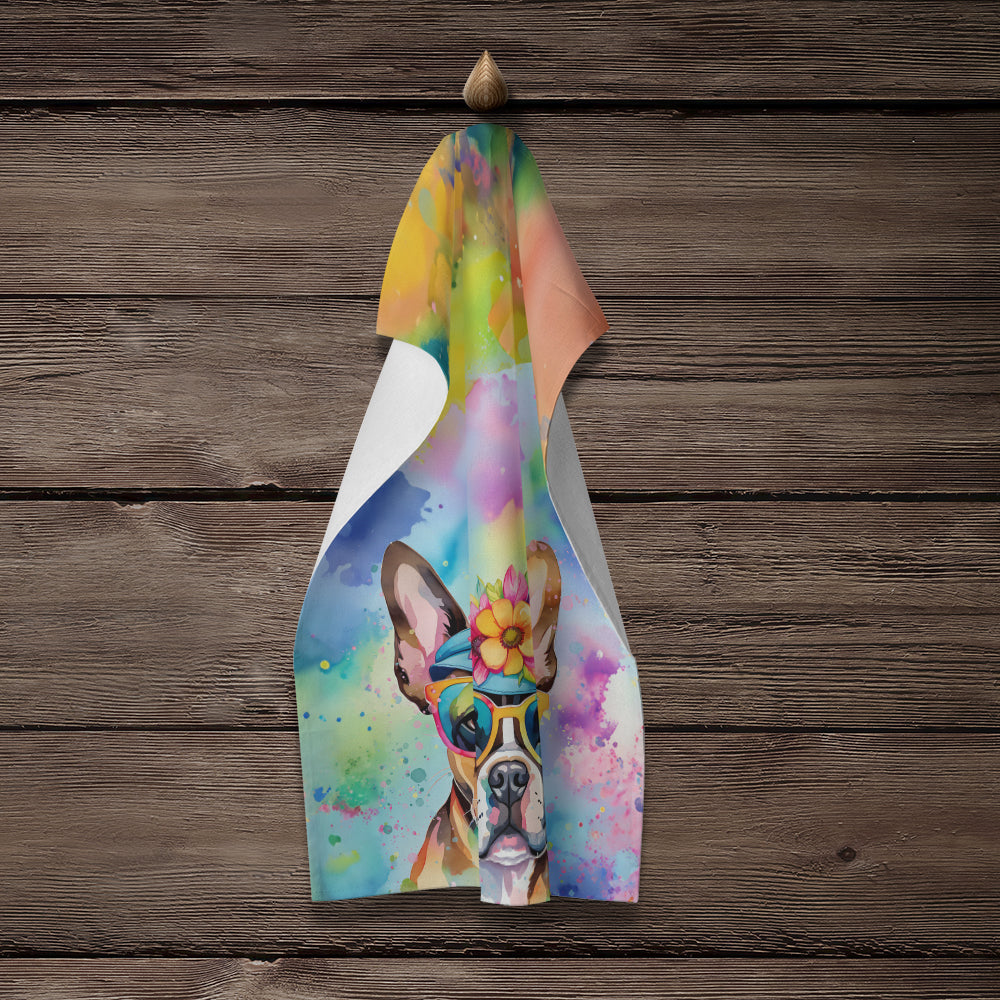 Boston Terrier Hippie Dawg Kitchen Towel