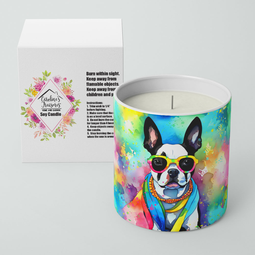 Boston Terrier Hippie Dawg Decorative Soy Candle