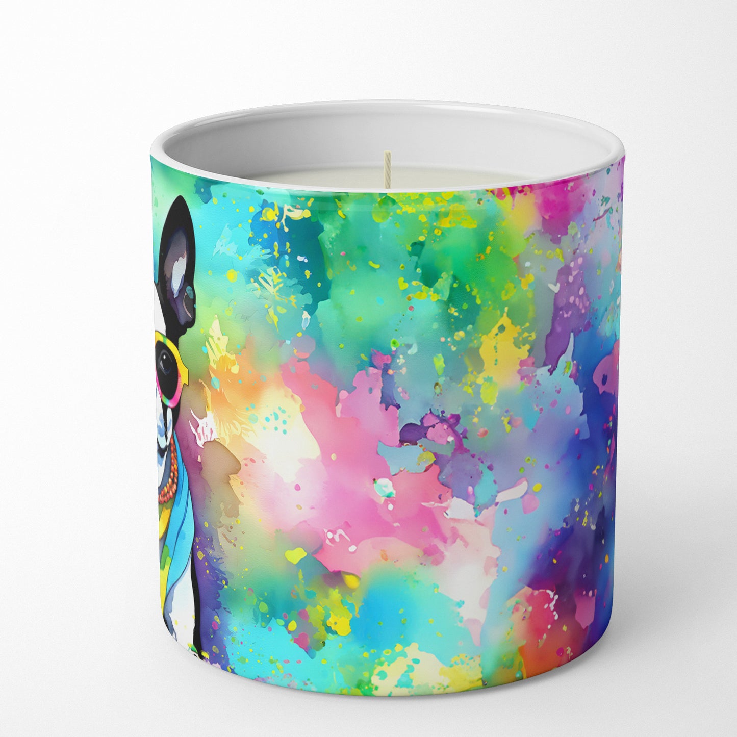 Boston Terrier Hippie Dawg Decorative Soy Candle