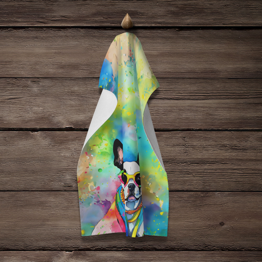 Boston Terrier Hippie Dawg Kitchen Towel