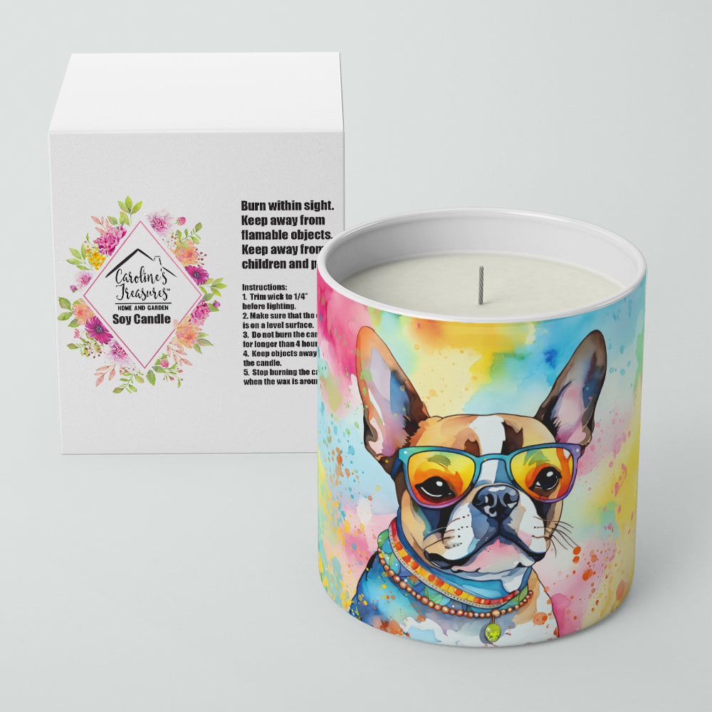Boston Terrier Hippie Dawg Decorative Soy Candle