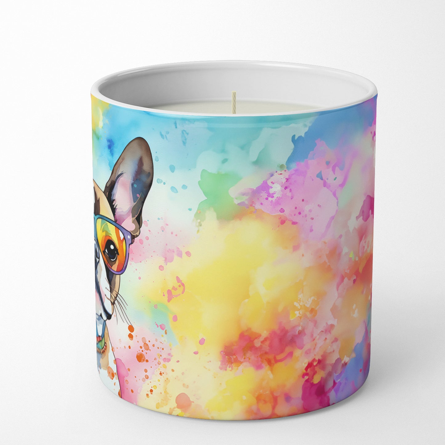 Boston Terrier Hippie Dawg Decorative Soy Candle